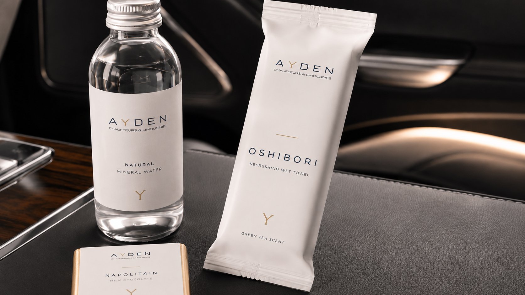 AYDEN Amenities &ndash; Wasser und Oshibori im Fahrzeug